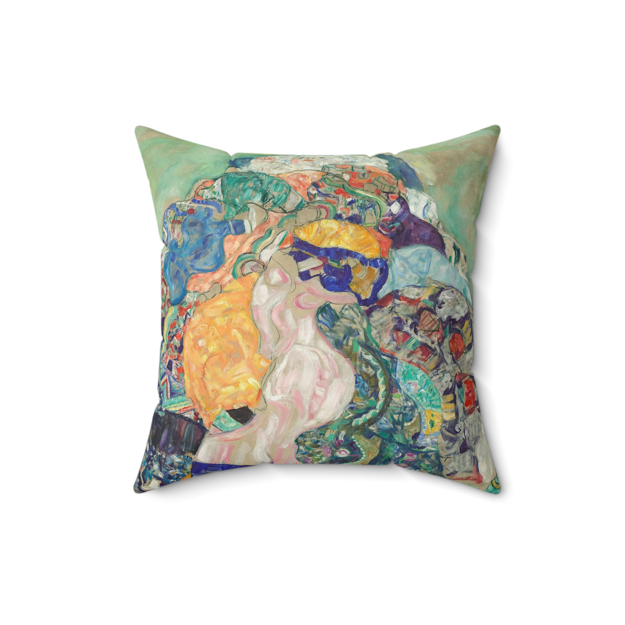 Baby (Cradle) (1917-1918) Throw Pillow | Gustav Klimt