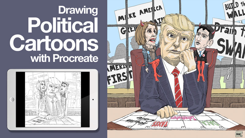 Drawing cartoon faces with simple shapes. Drawing Political Cartoons Using Procreate â Start To Finish
