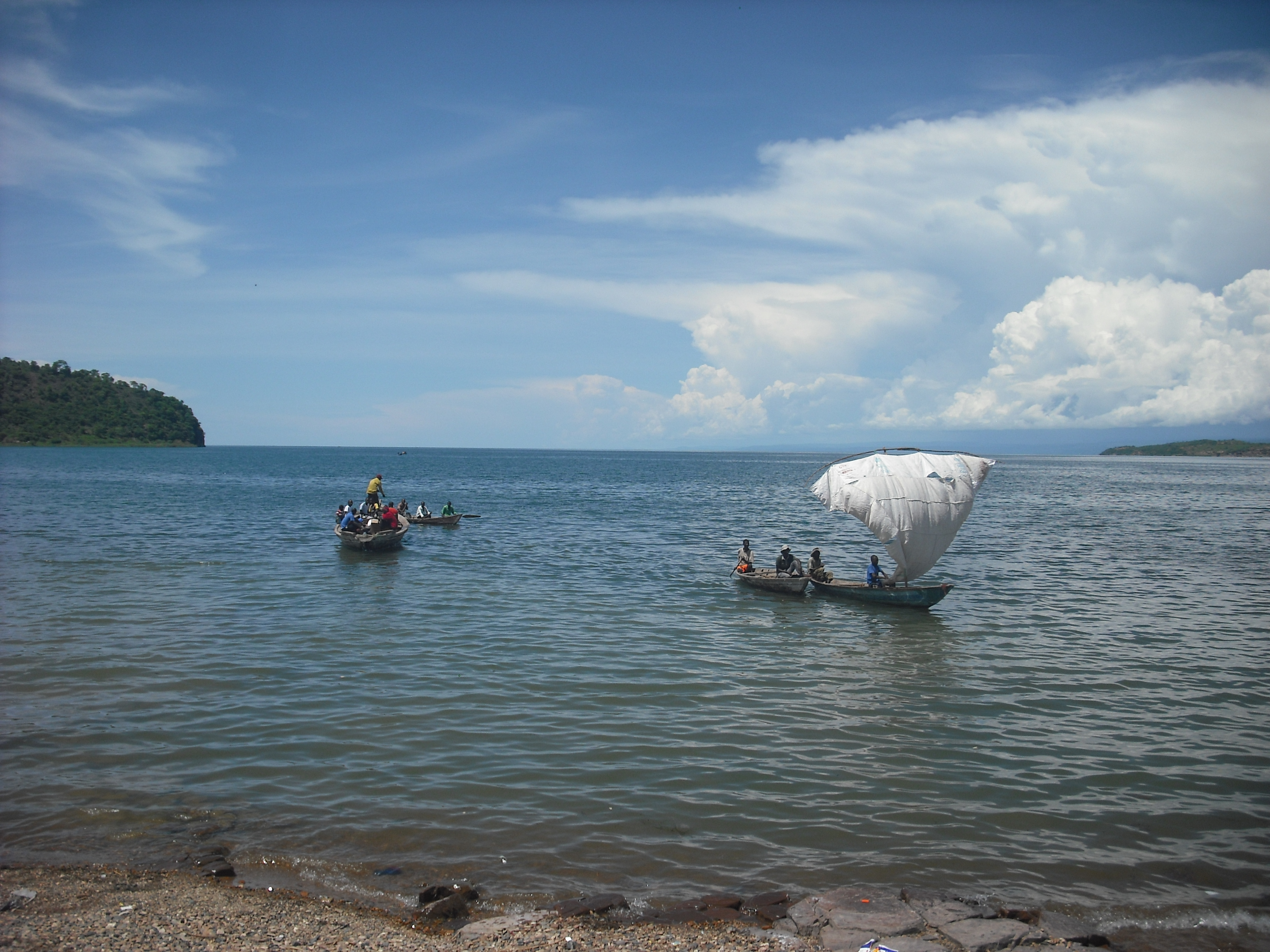 Appropriate Technology at its finest: maize sacks = sailboat on Lake Tanganyika.