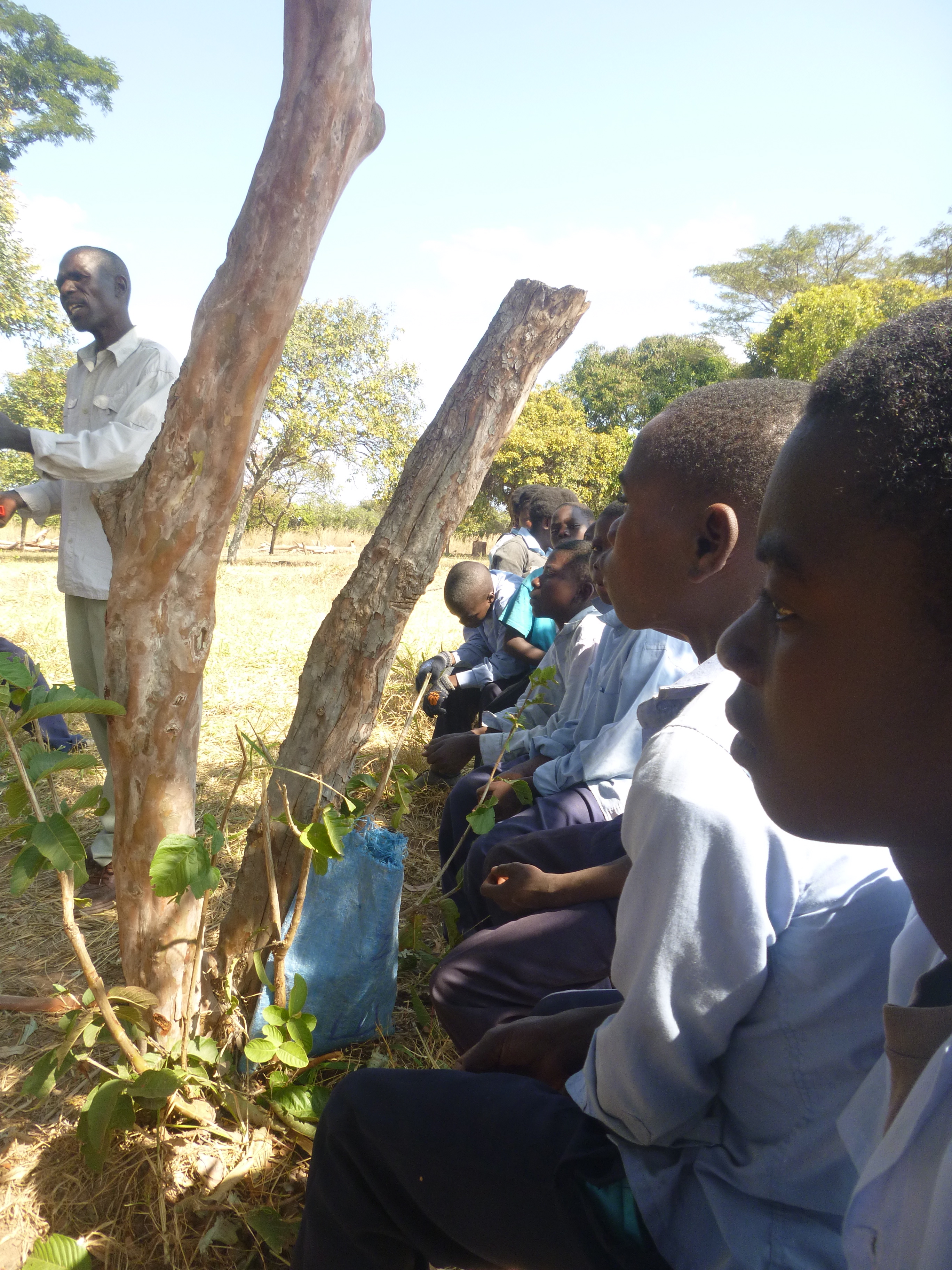 Ba Allan Mwango teaching our Grassroots Soccer "team" about HIV at the Mumana Lupando Primary School.