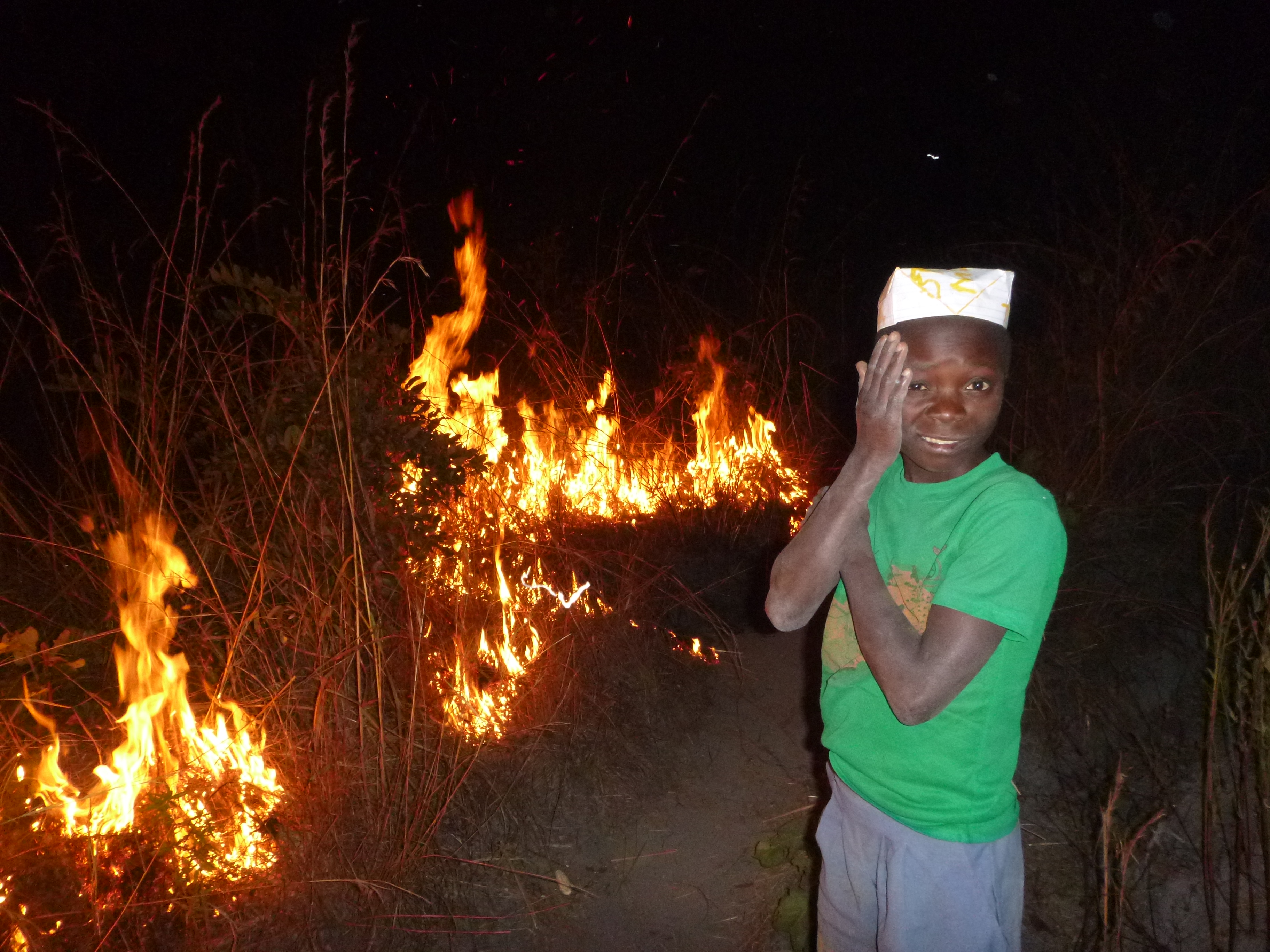 The flames were HOT! Stephen protecting his face.