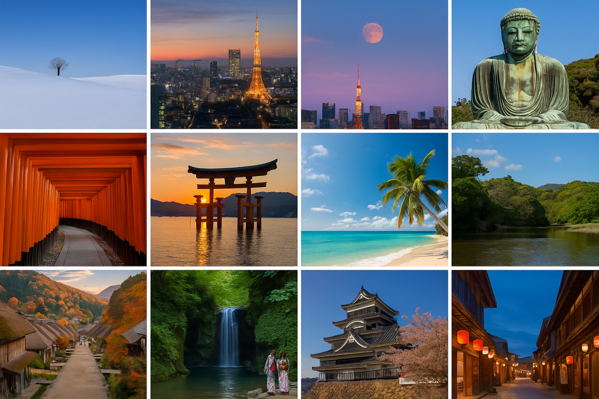 Coastal shrine gate at sunset