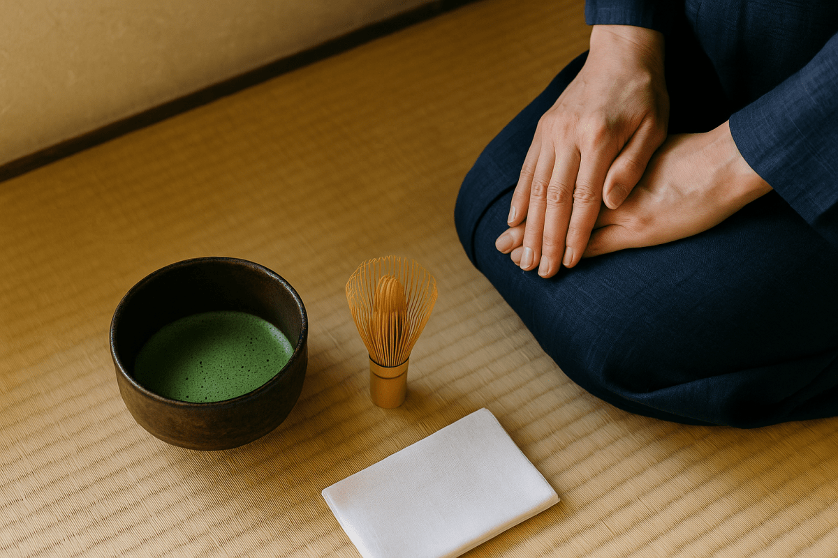 Japanese Culture Guides &mdash; matcha bowl and tea whisk on tatami