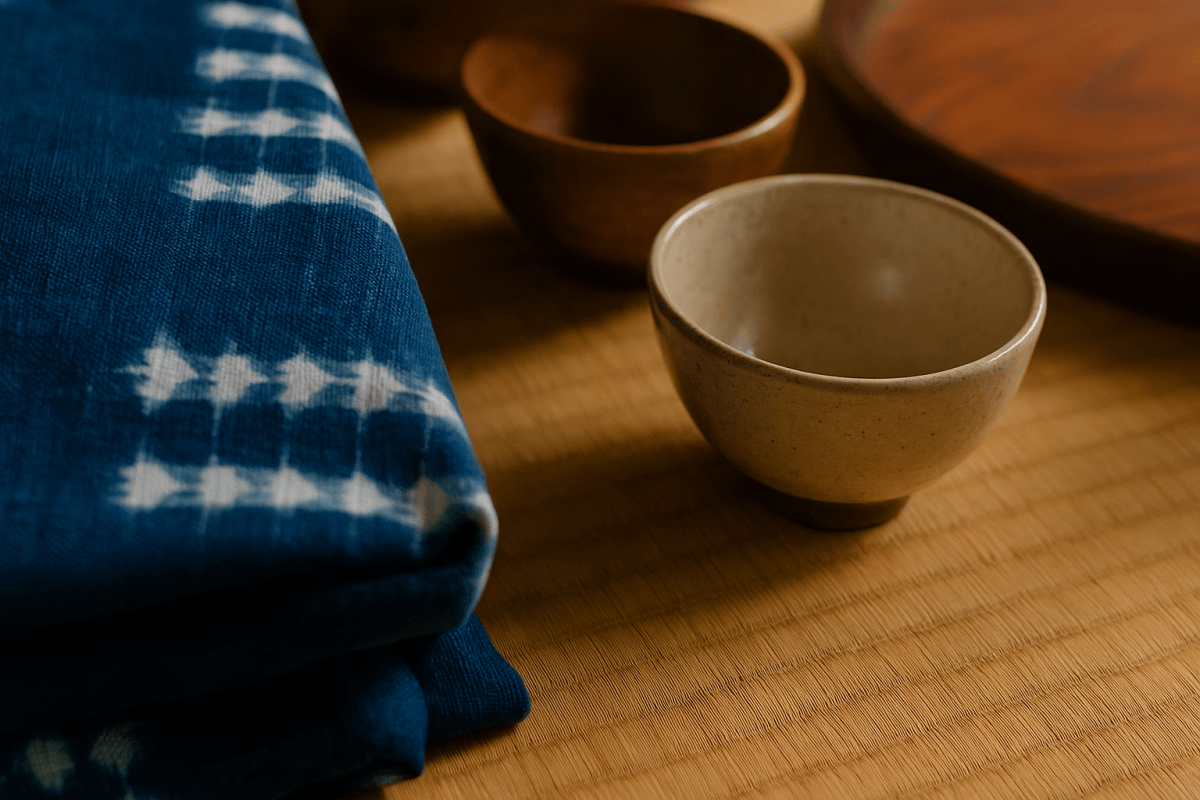 Japanese Culture Guides &mdash; artisan hands dyeing fabric in indigo