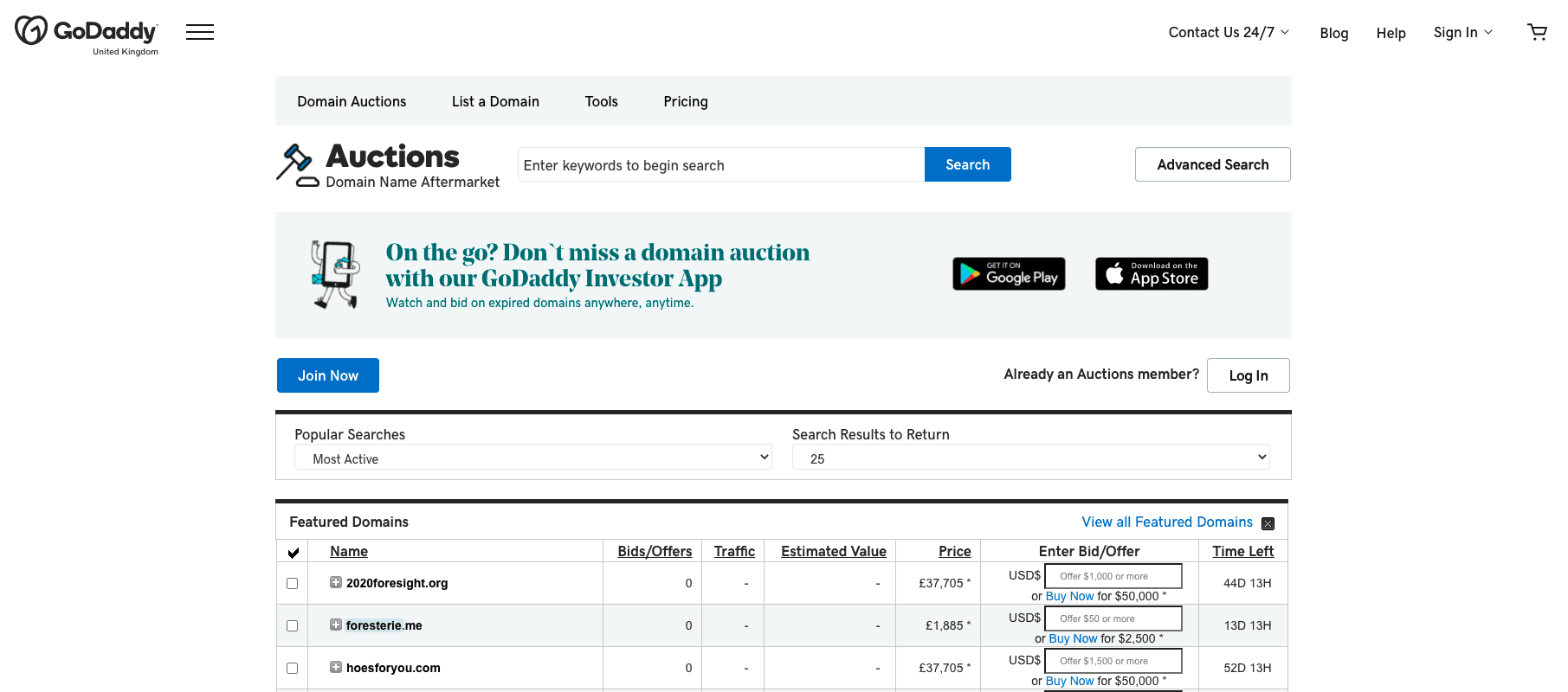 Best Marketplaces and Forums To Sell Domains 1 godaddy auction