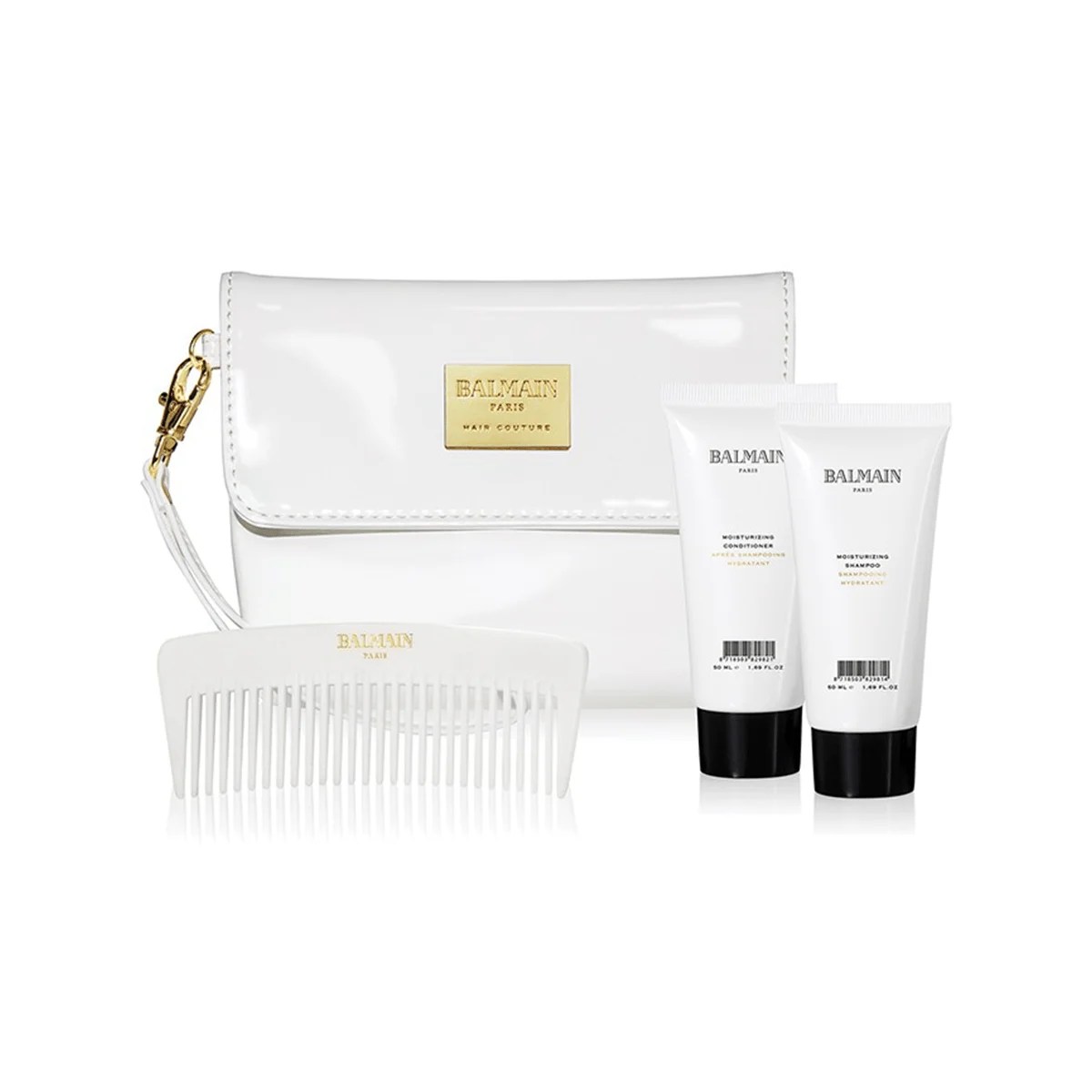BALMAIN PARIS COSMETIC BAG WHITE kosmetinė su 3 produktais