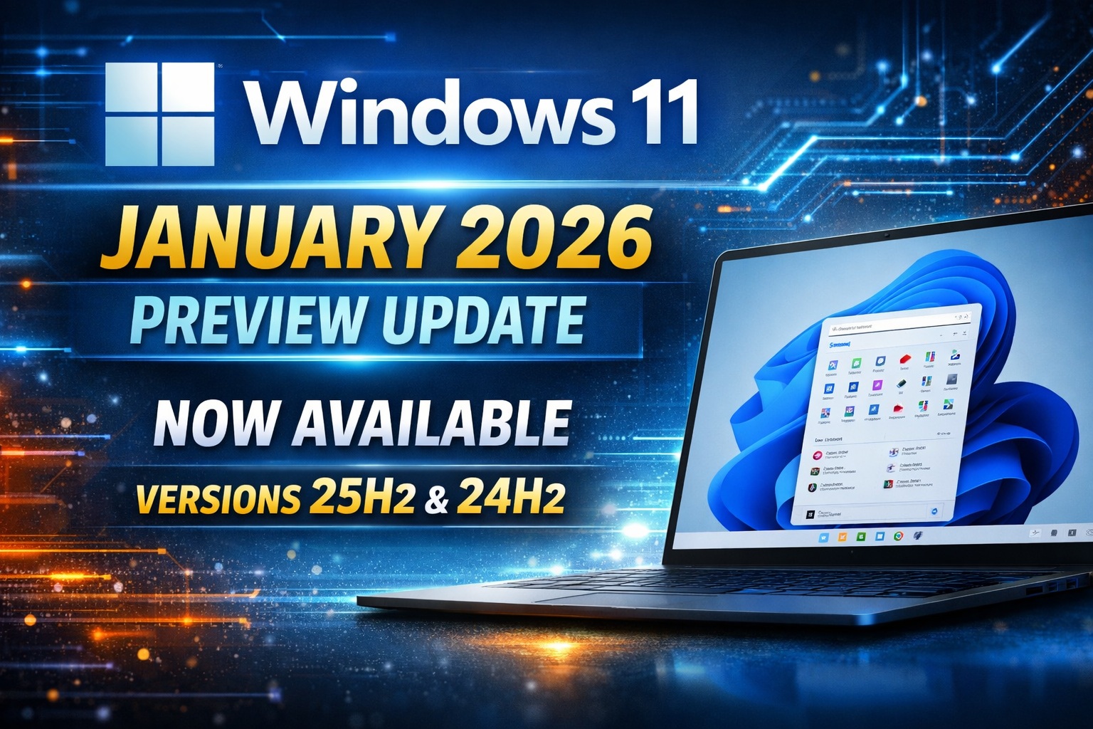 Windows 11 January 2026 Preview Update Released For Versions 25H2 24H2 Windows 11 January 2026 Preview Update 