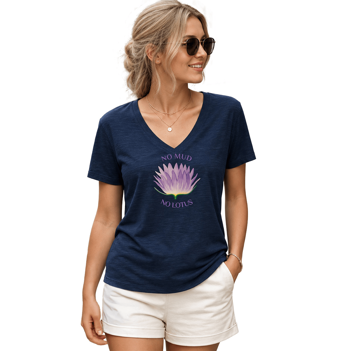 No Mud, No Lotus V-Neck Tee