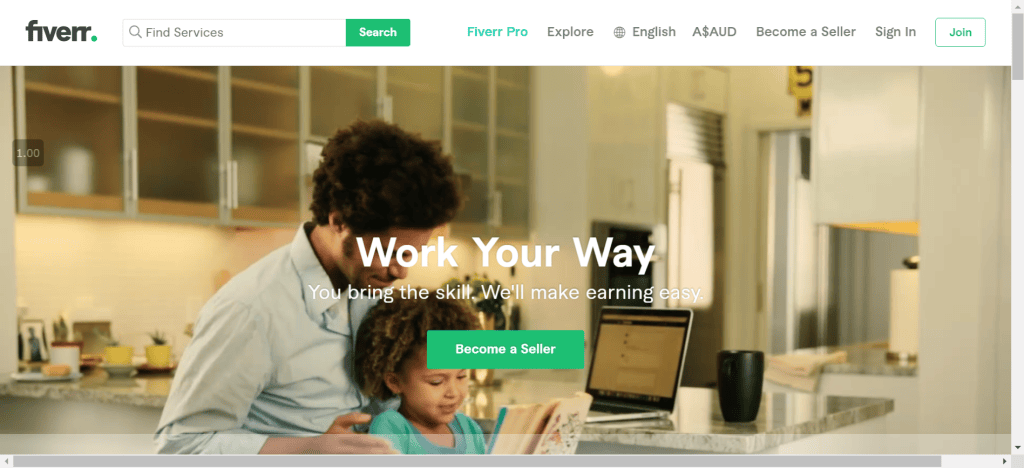 earn money online typing on Fiverr freelance platform