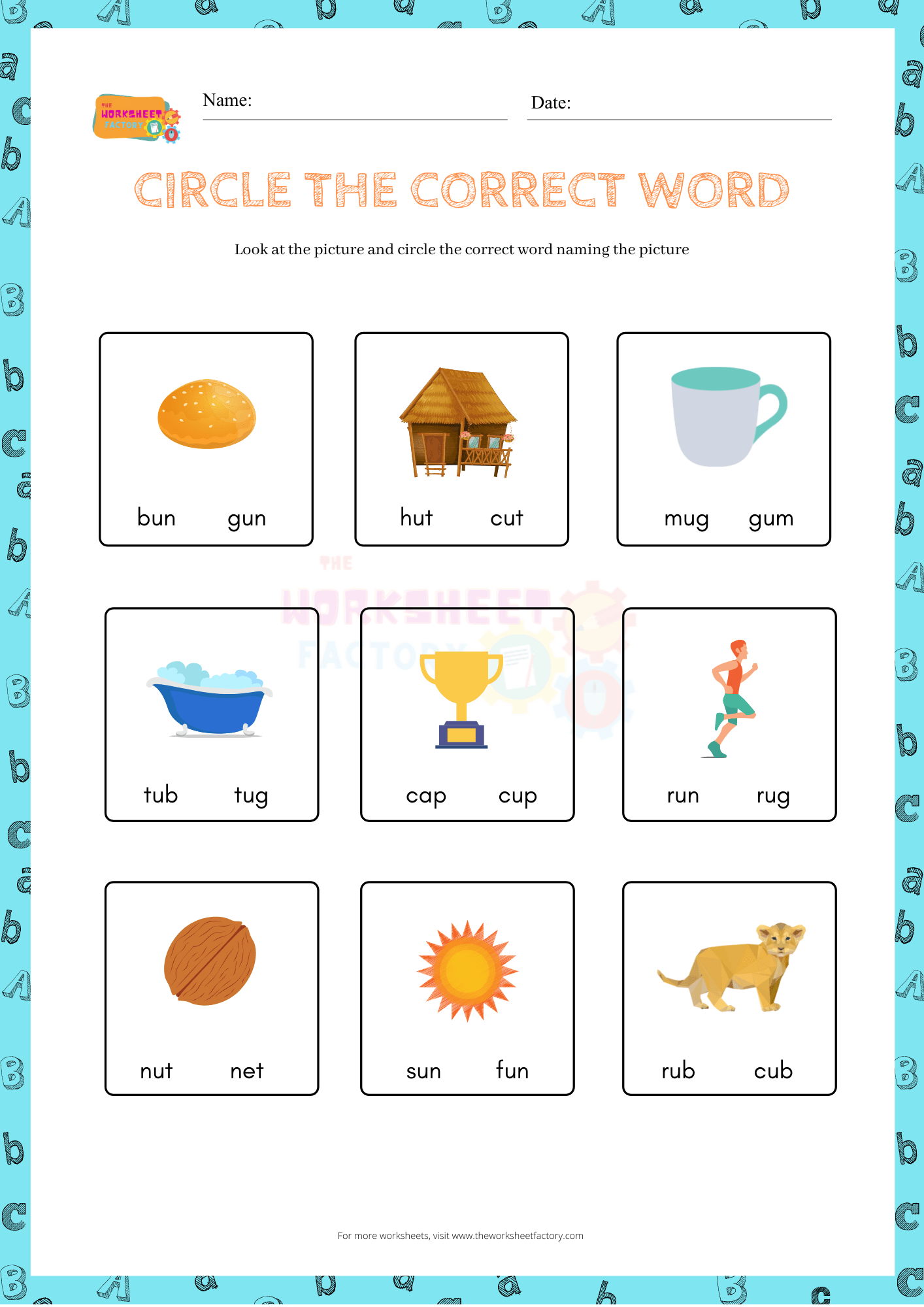 short vowel words the worksheet factory
