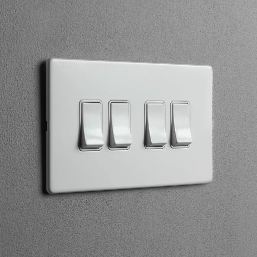 Concealed White 4 Gang 2 Way Switch