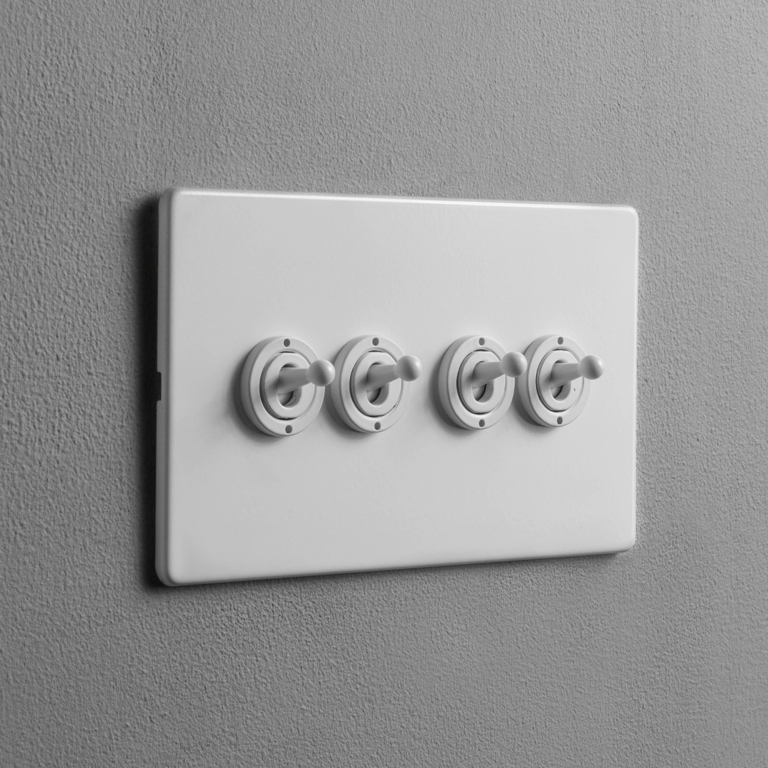 Concealed White 4 Gang 2 Way Toggle Switch