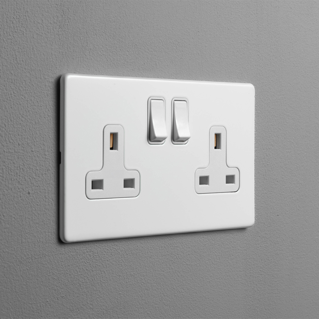 Concealed White Double Socket