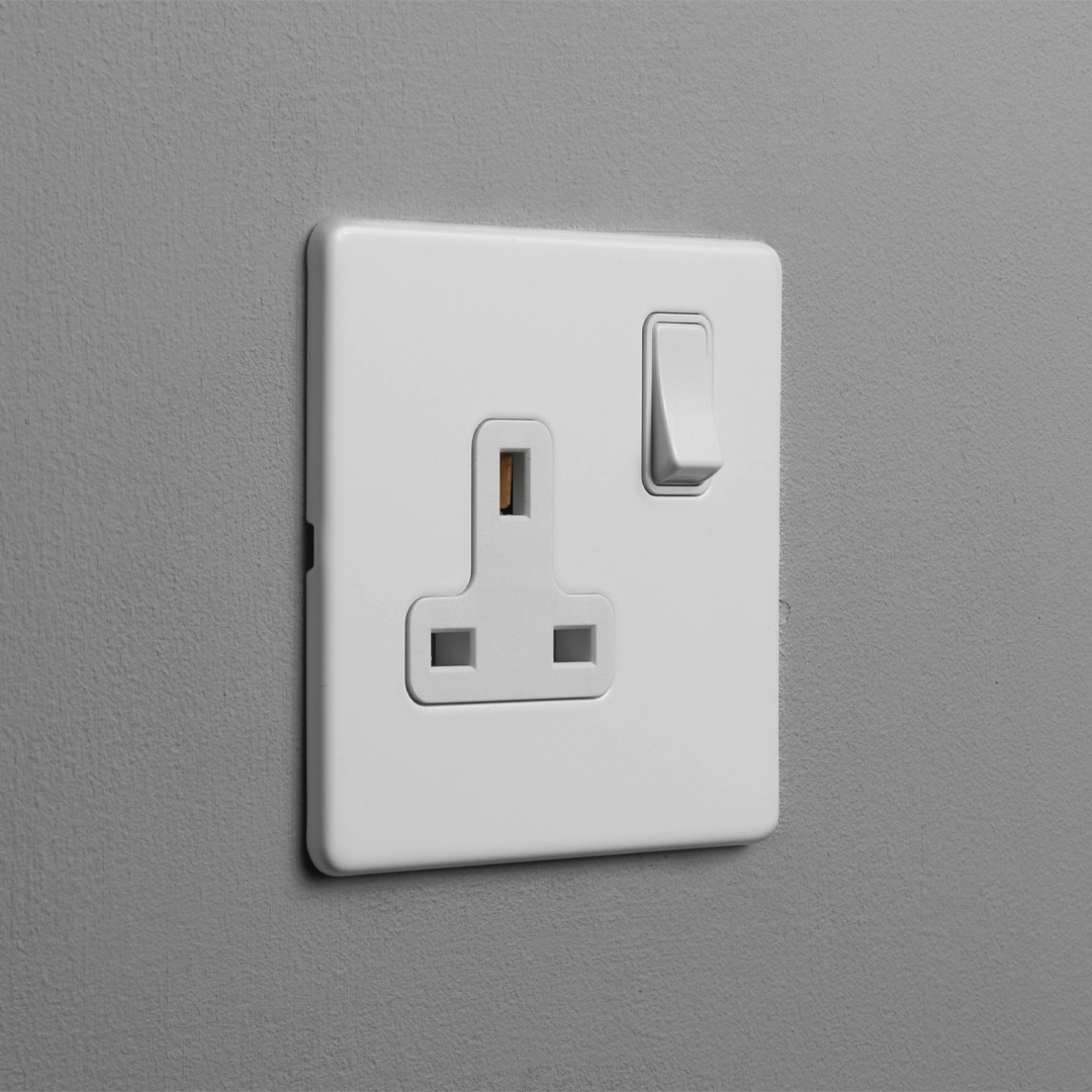 Concealed White Single Socket