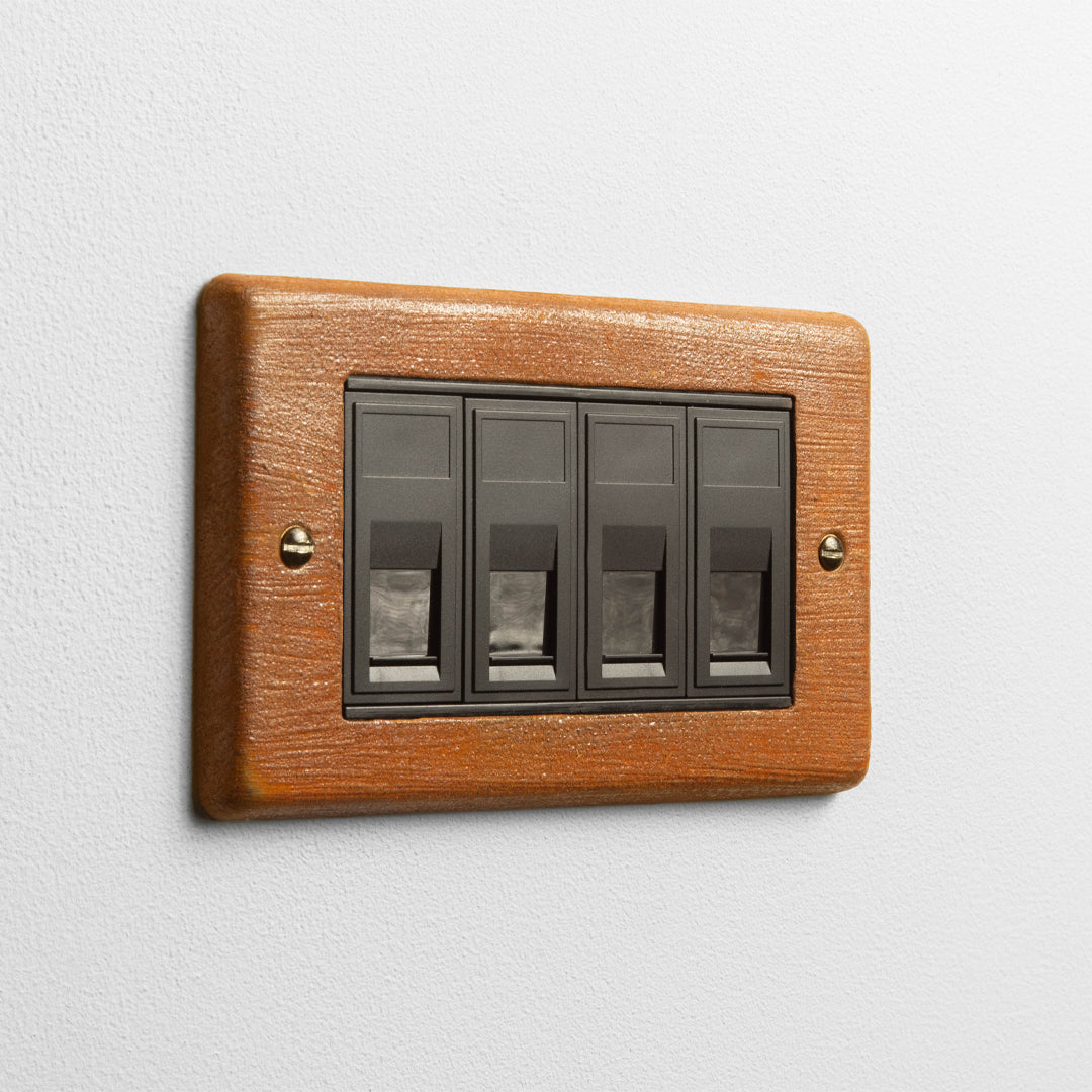 Rusted 4 Gang RJ45 Socket