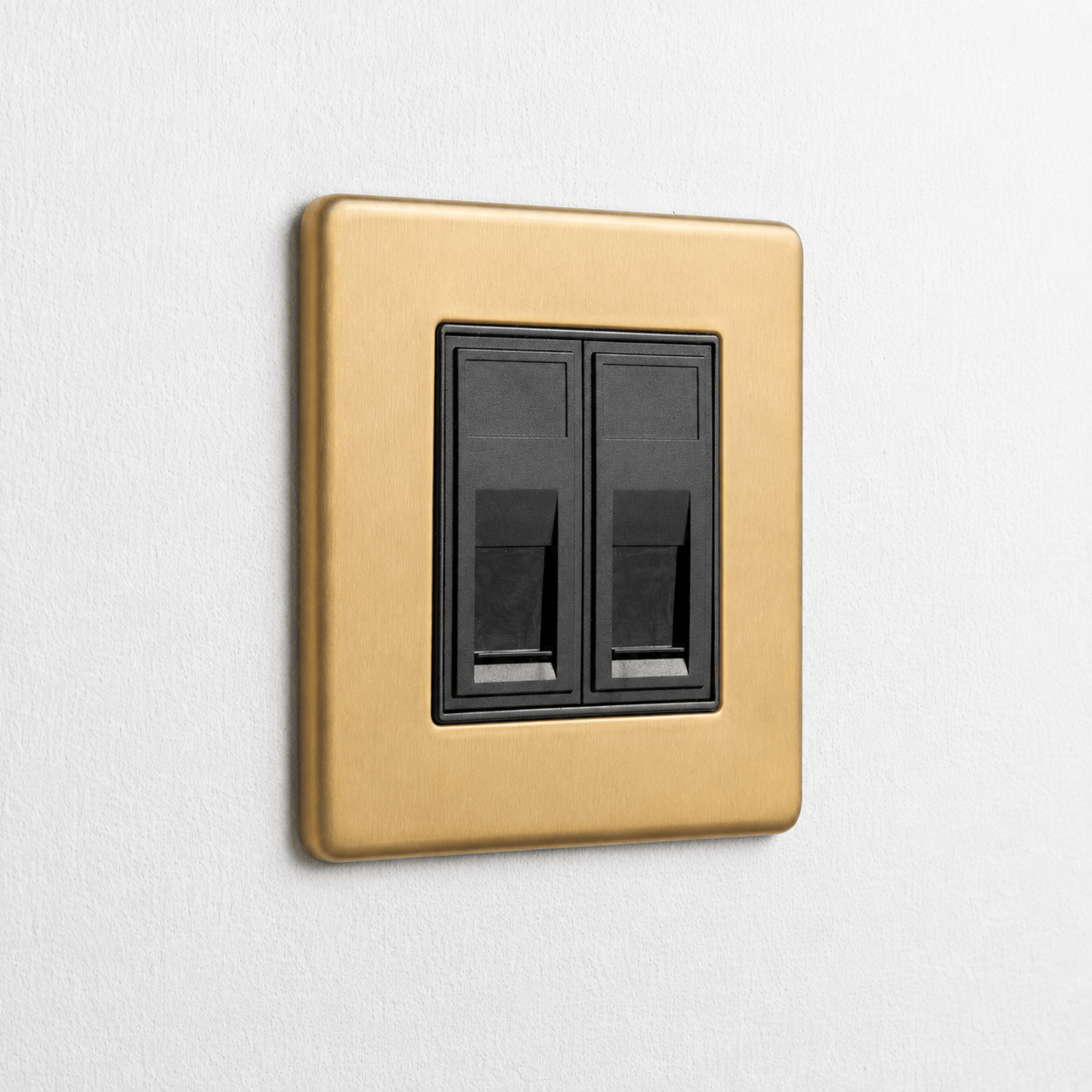 Concealed Satin Brass 2 Gang RJ45 Socket
