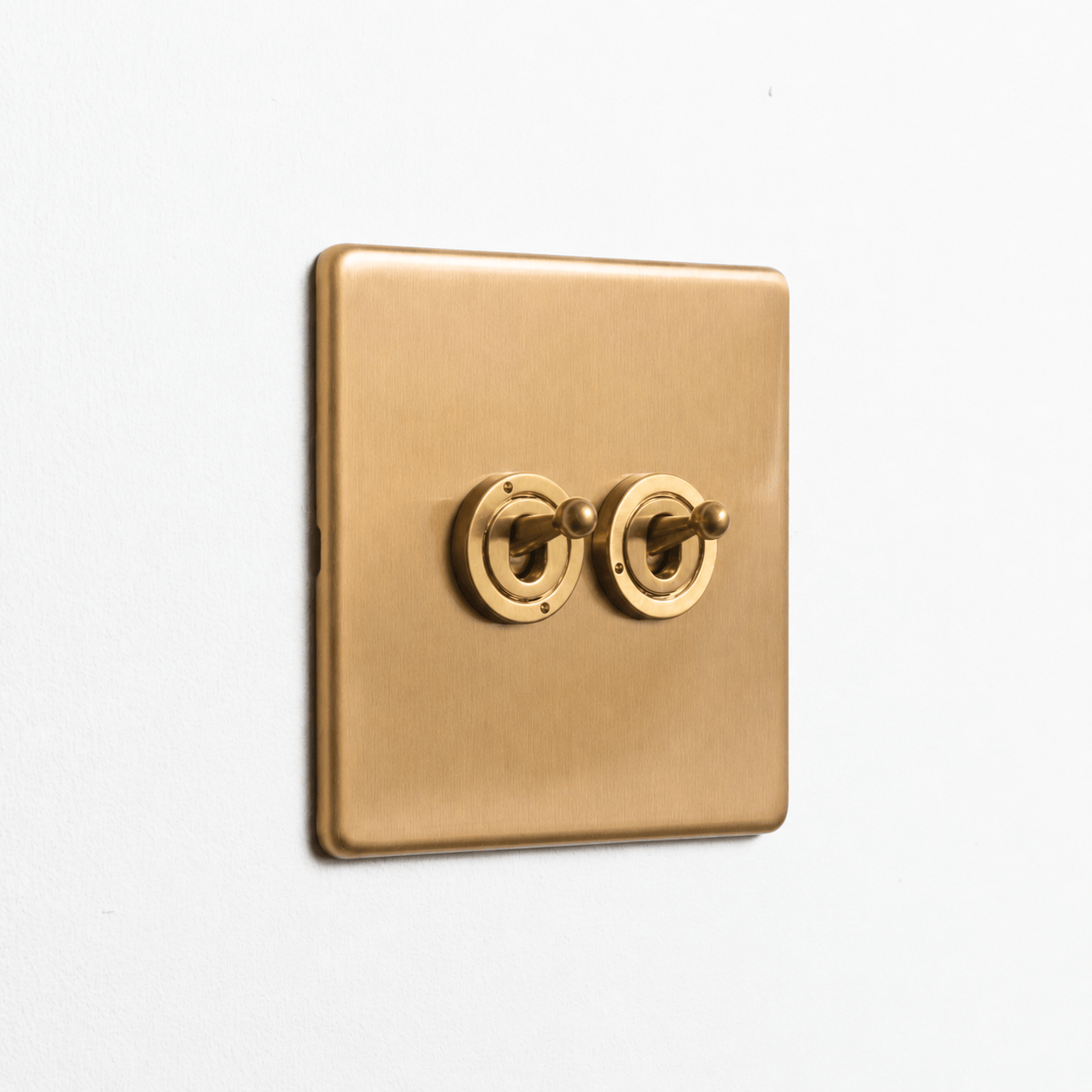 Concealed Satin Brass 2 Gang 2 Way Toggle Switch