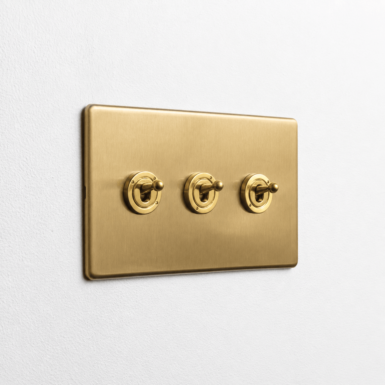 Concealed Satin Brass 3 Gang 2 Way Toggle Switch