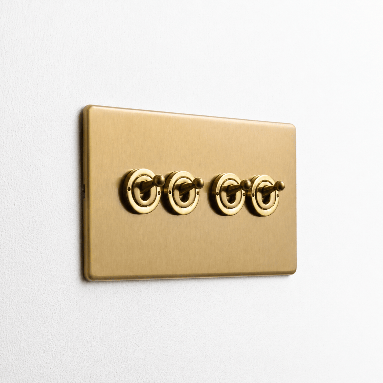 Concealed Satin Brass 4 Gang 2 Way Toggle Switch