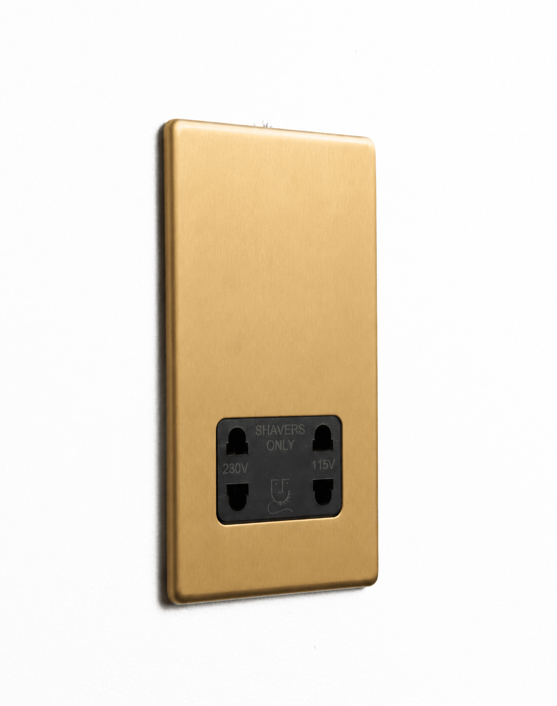 Concealed Satin Brass Dual Voltage Shaver Socket