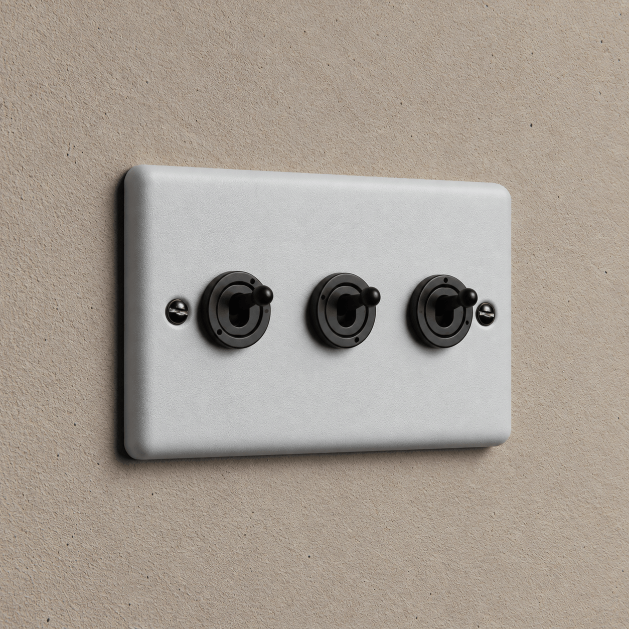 Feathered Grey 3 Gang 2 Way Toggle Switch