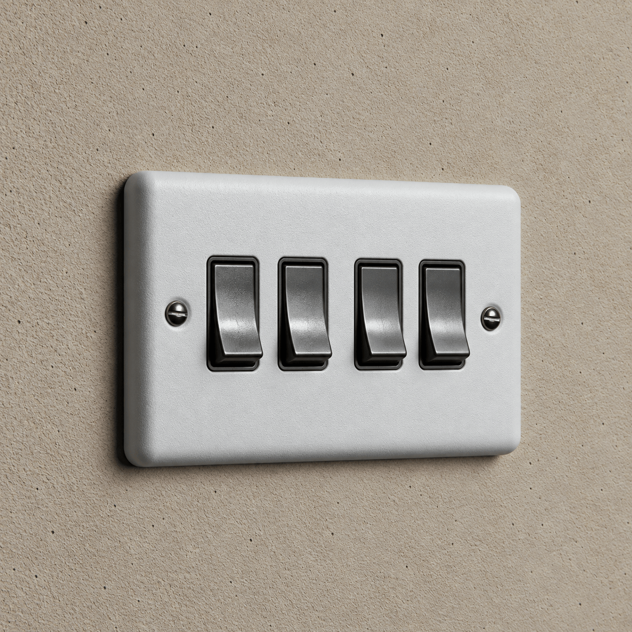 Feather Grey 4 Gang 2 Way Switch