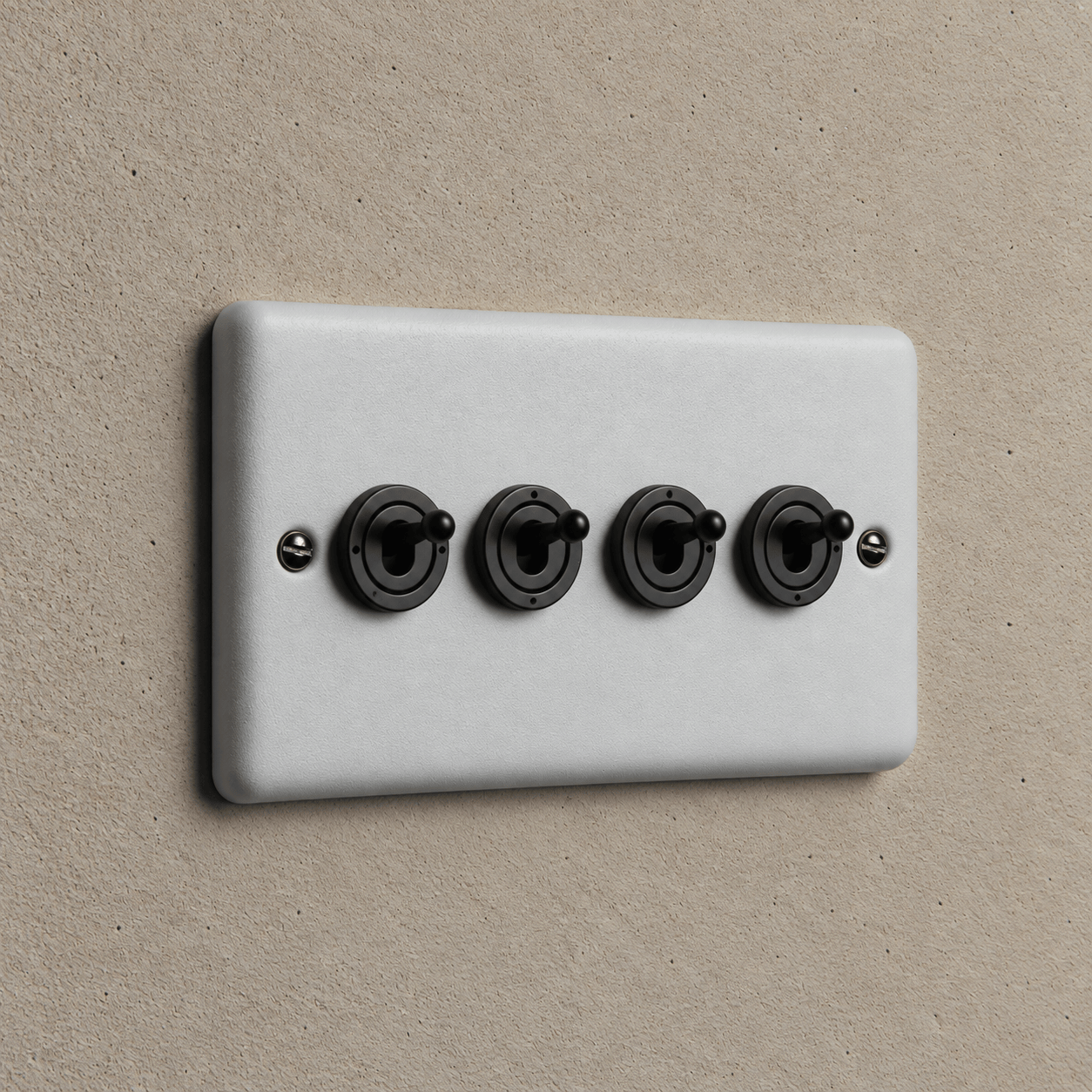 Feathered Grey 4 Gang Intermediate Switch