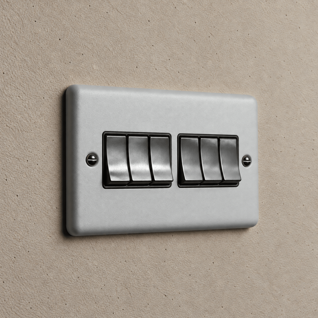 Feather Grey 6 Gang 2 Way Switch