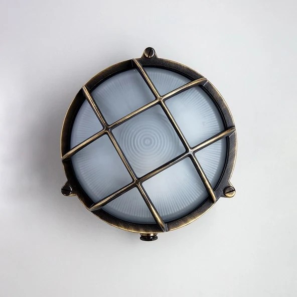 The Anchor Round Bulkhead Light: Antique Brass