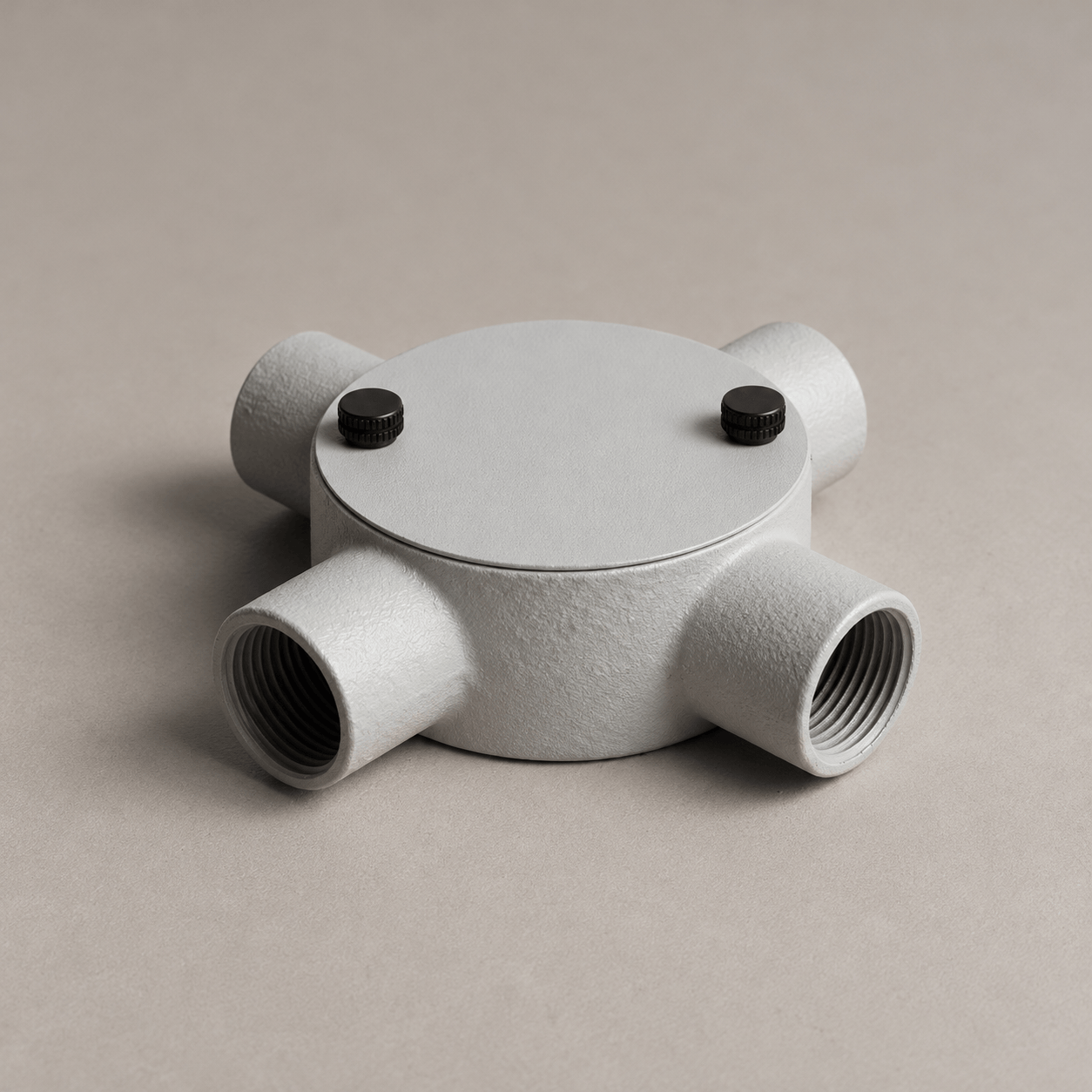 20mm Conduit Cross Box – Feather Grey