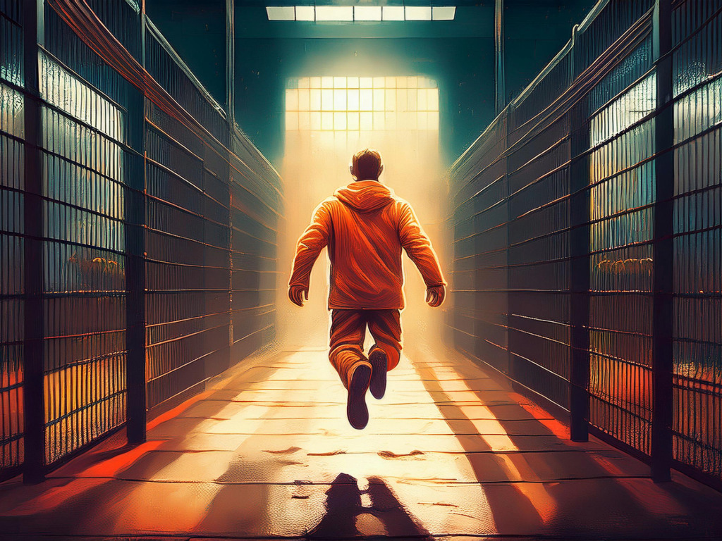 prisoner magically levitating out of a jail cell