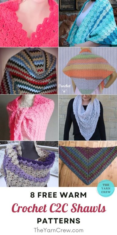 8 Free Warm Crochet C2C Shawl Patterns PIN 3