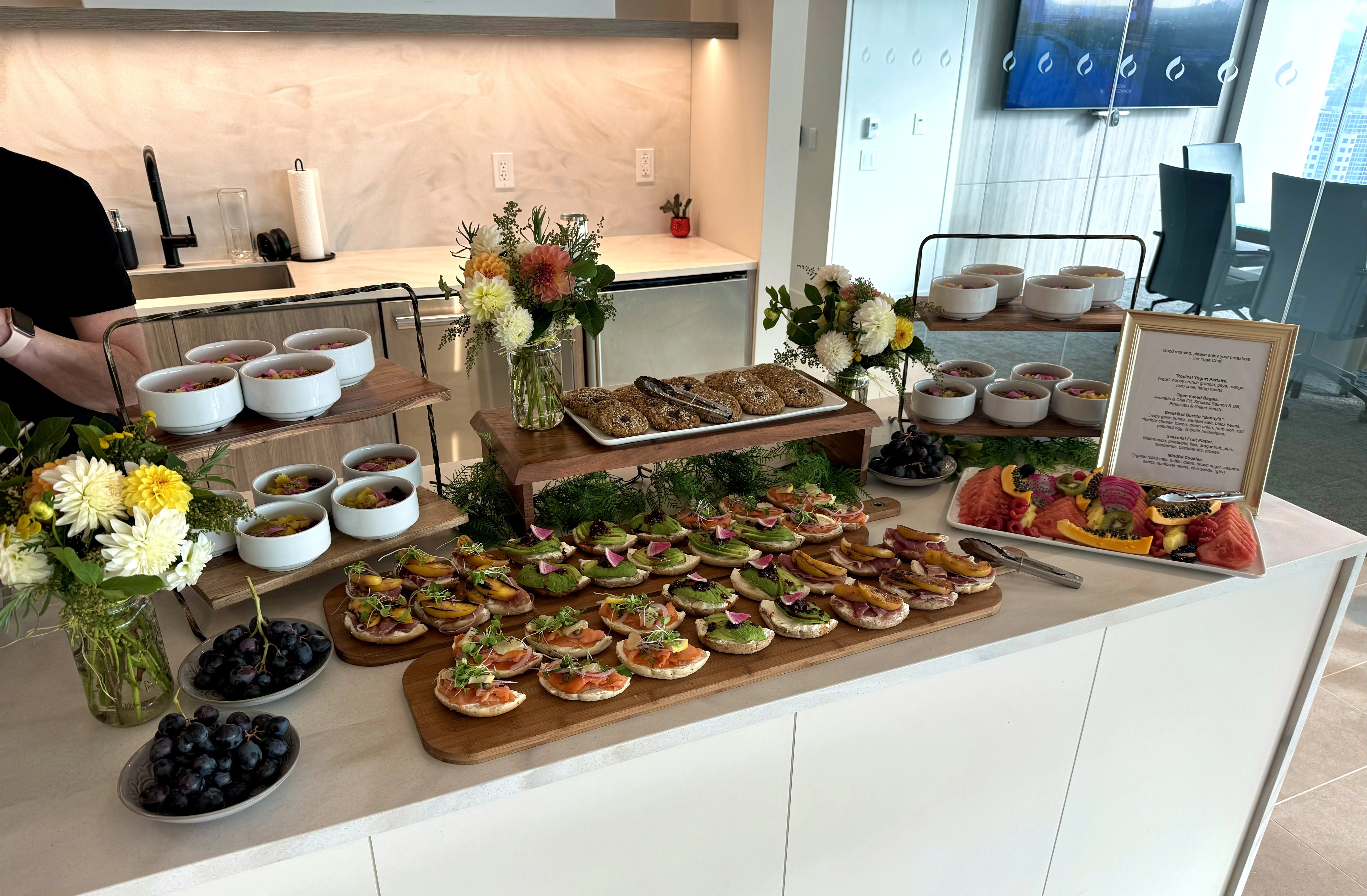 Business catering spread prepared for a corporate event