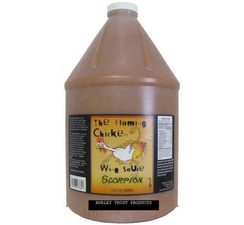 Flaming Chicken Scorpion Fire Sauce, 1 Gallon