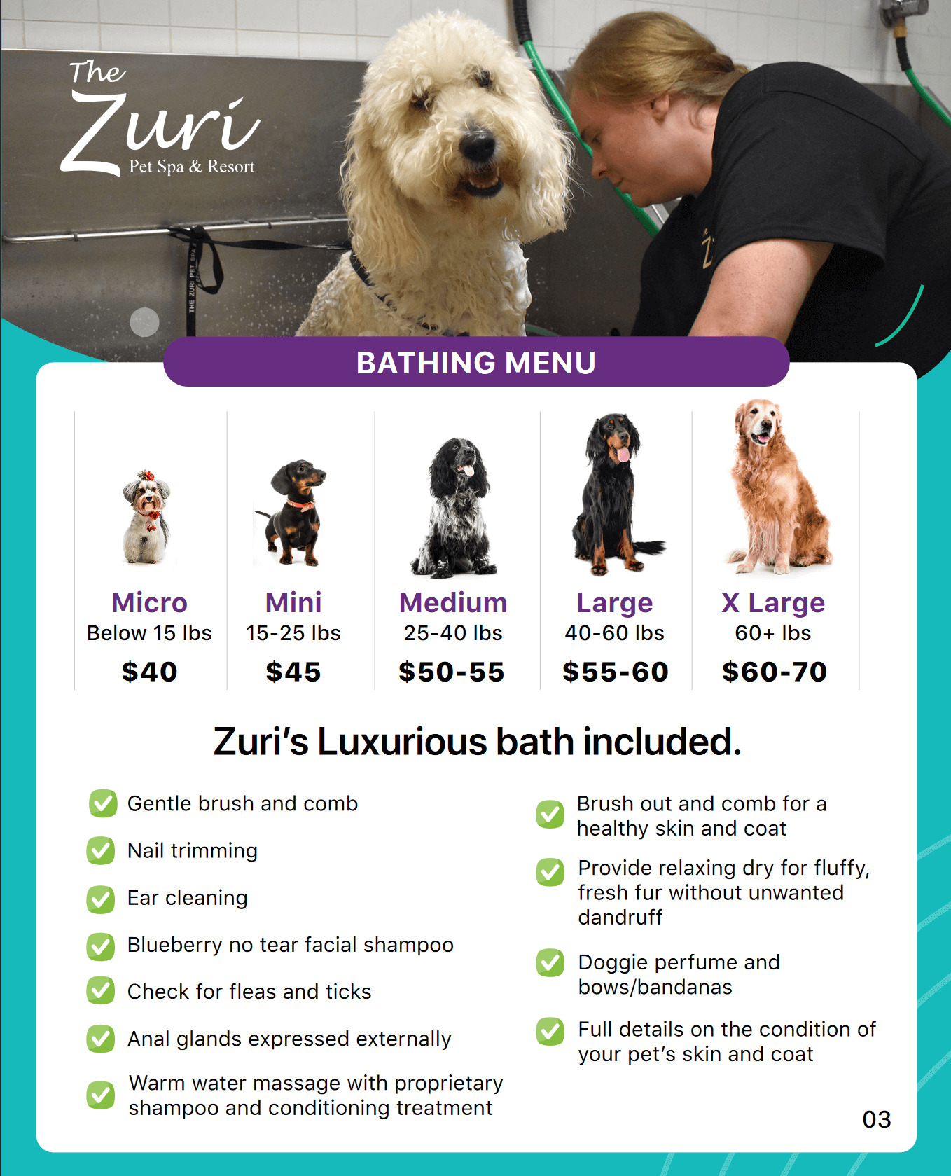 menu - the zuri pet spa on zuri pet spa yelp