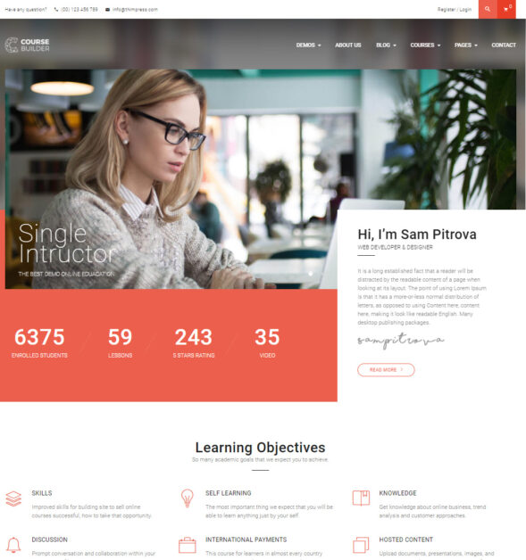 Private tutor is a free wordpress blogging theme with a modern design, responsive layout. Single Tutor - WordPress Theme for Online Education & Teaching - ThimPress