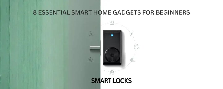 Smart lock on door providing keyless entry using smartphone or PIN code