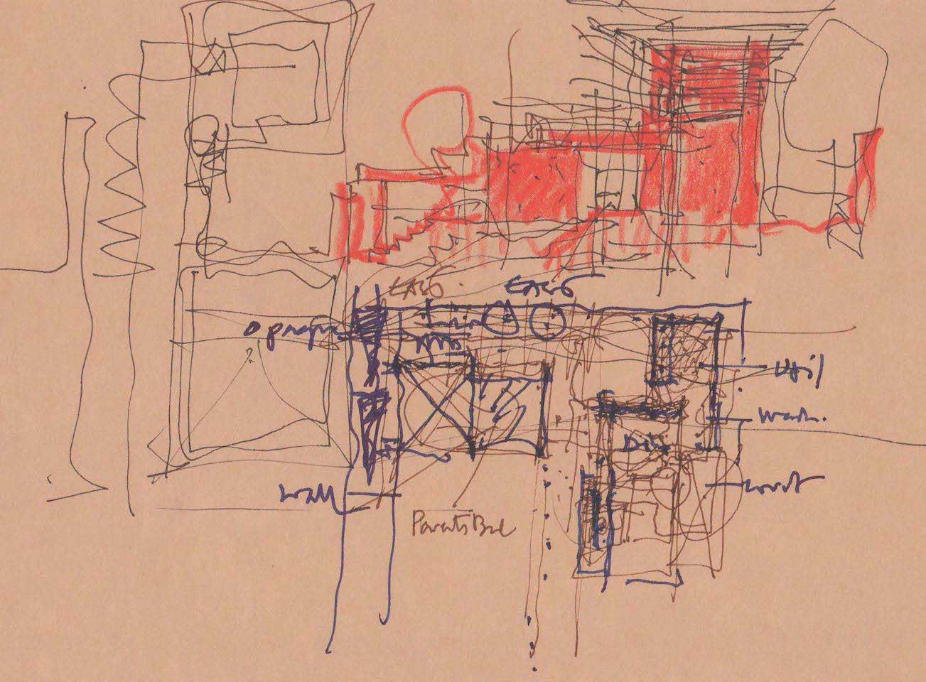 Parekh House, Ahmedabad [2015] drawing by Uday Andhare