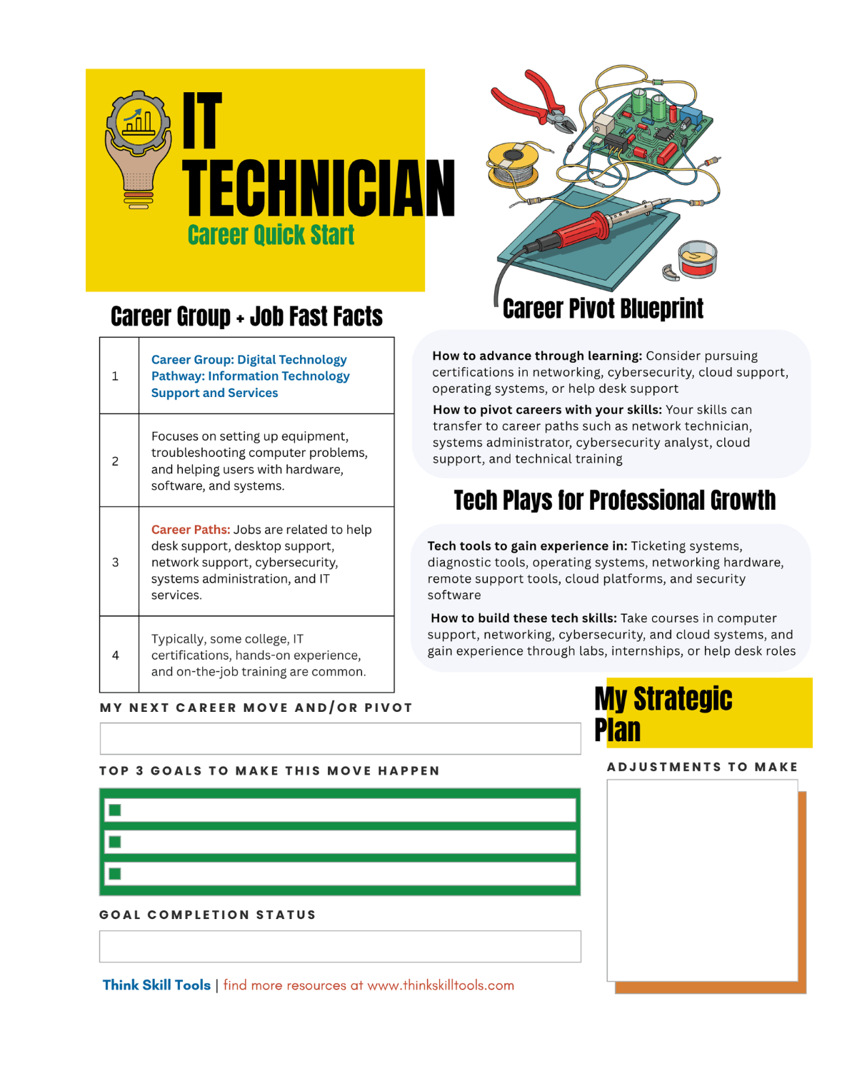 IT Technician Career Quick Start Guide and Planner