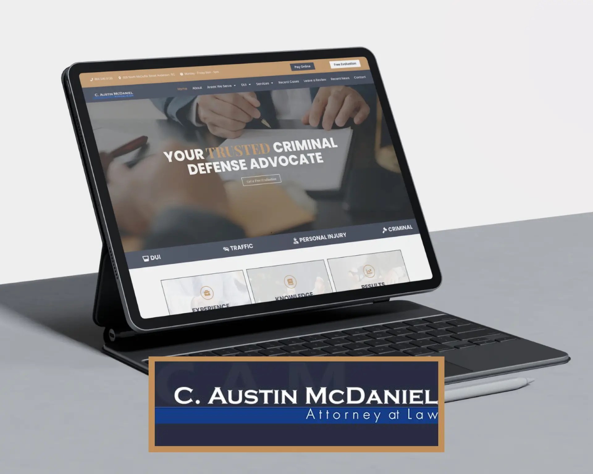 Austin McDaniel Website on IPad