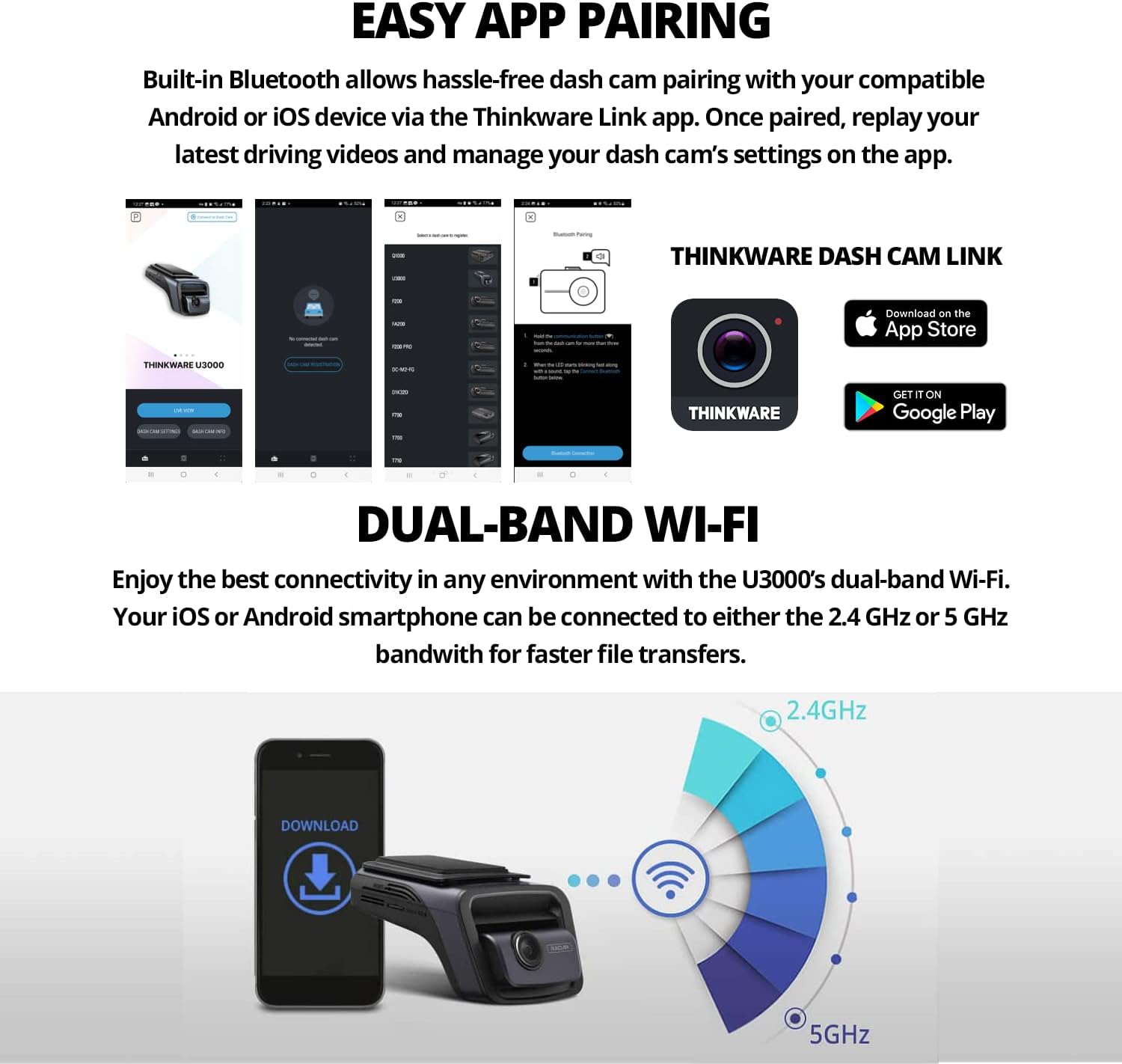 U3000 Front & Rear – 4K Dash Cam, Radar Parking | Thinkware