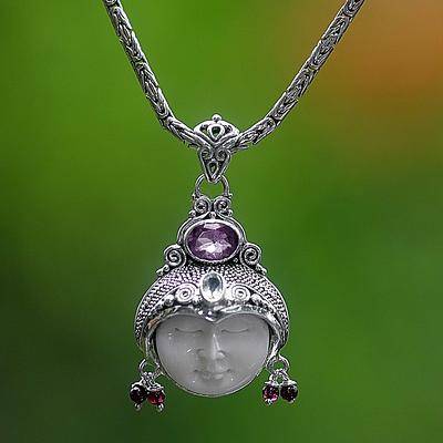 Novice Dreamer Unique Women's Sterling Silver and Amethyst Necklace