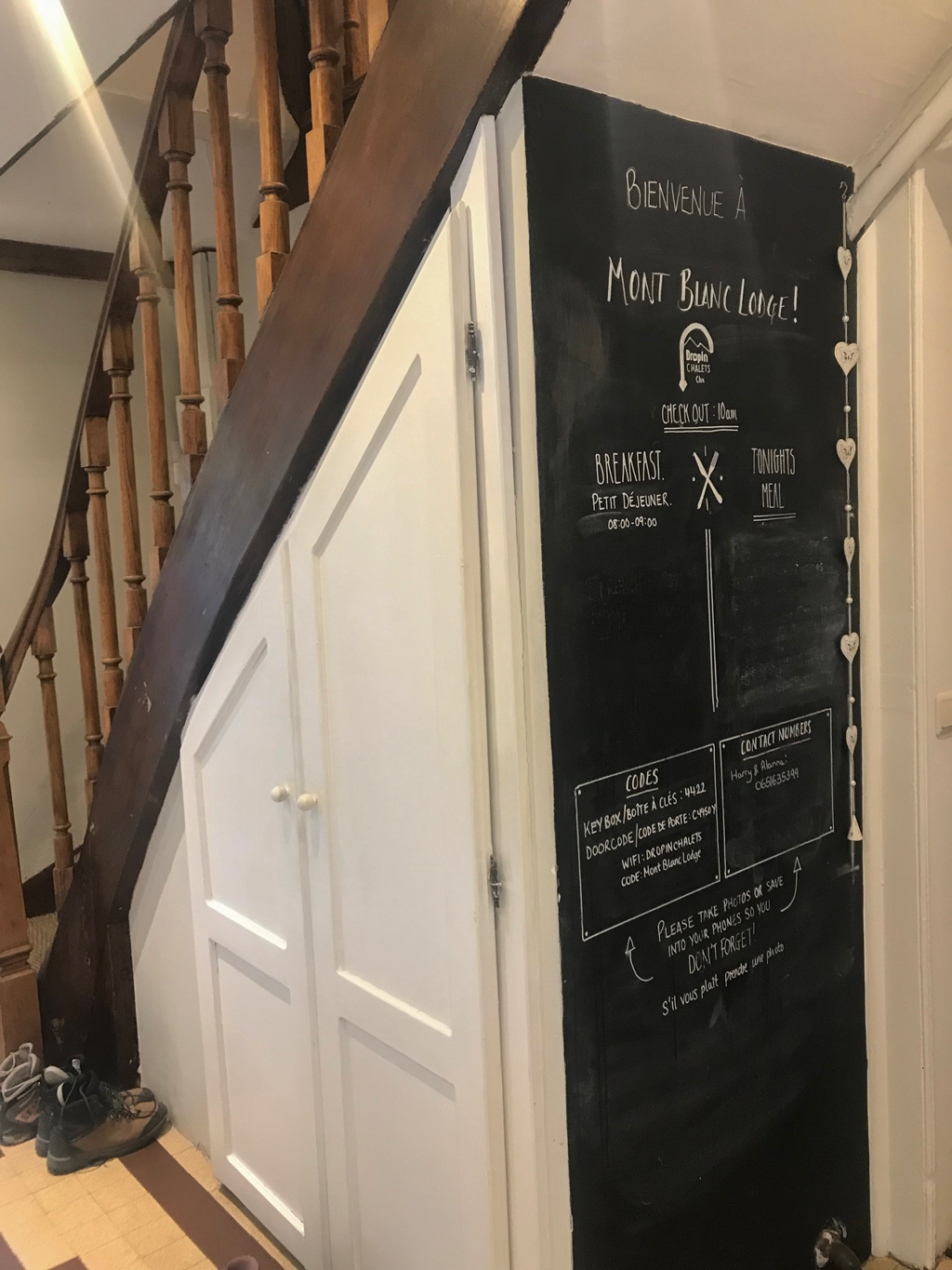 The narrow staircase is the original from the farmhouse