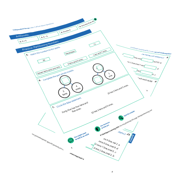 free partioning numbers worksheet