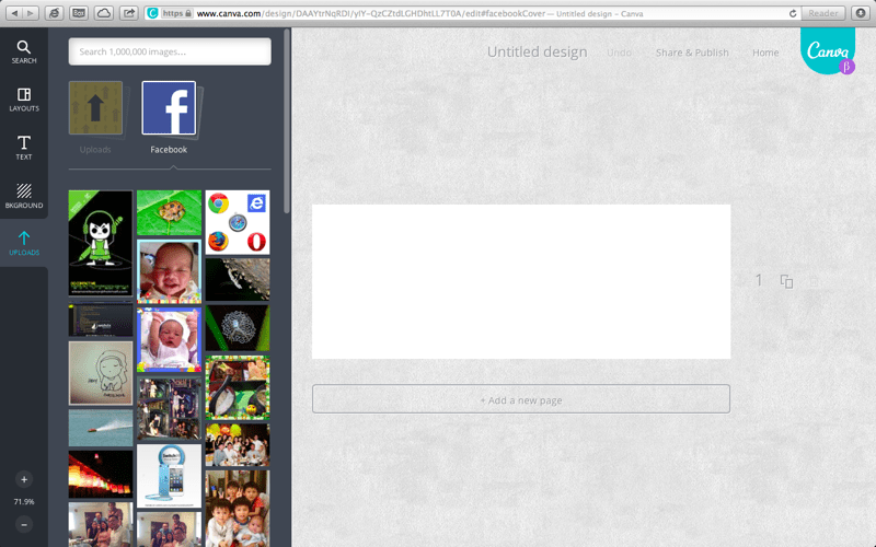 Canva Uploads -- Your Facebook photos and local upload shown up here