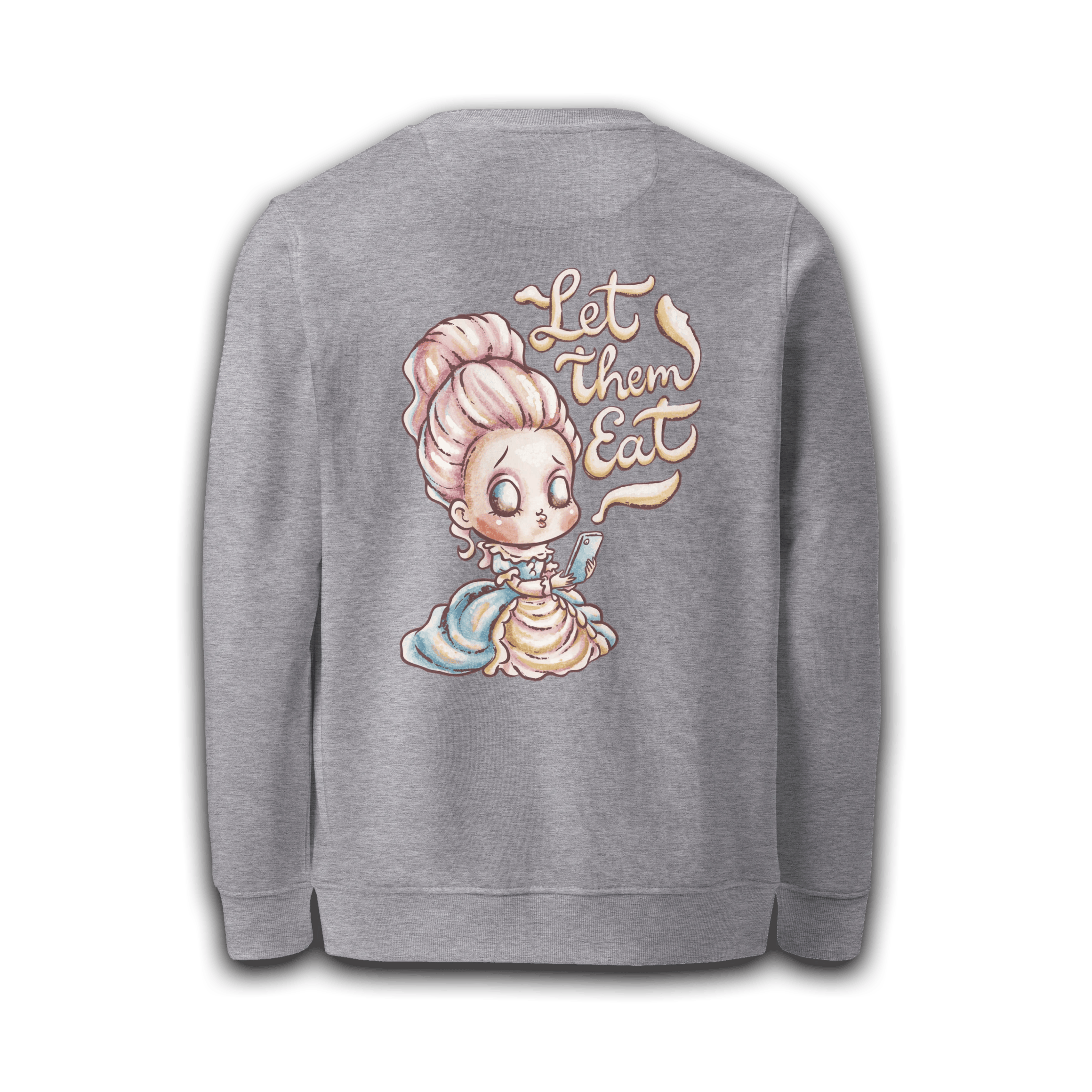 Sweater; Let Them Eat Content -- Grey Melange sweater mockup, photo 1