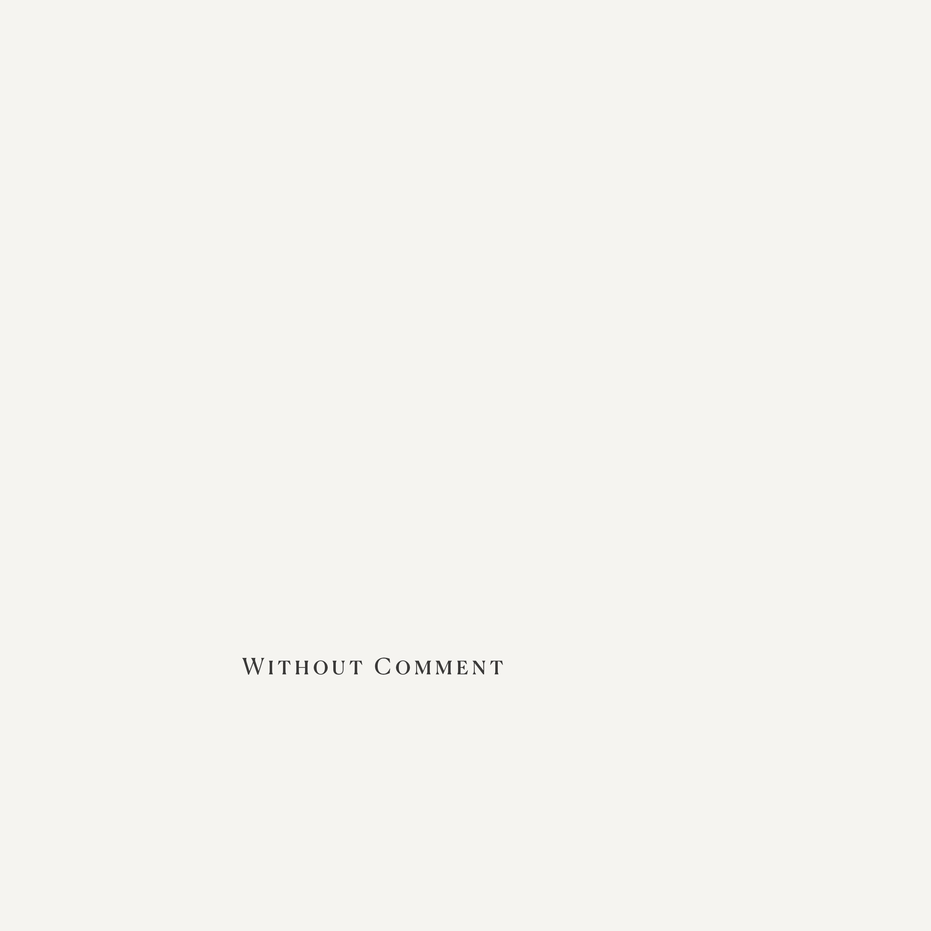 Album cover for “Without Comment” by Gilded Pretzel, featuring minimalist serif typography on a light grey background.