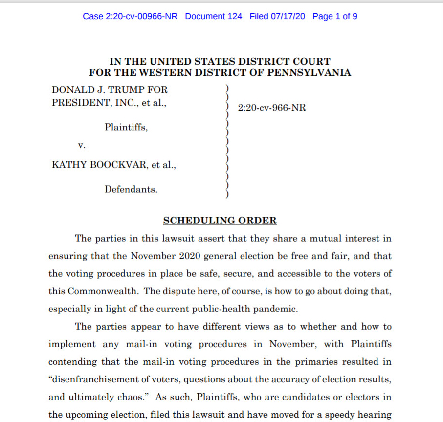 Trump Suit PA Expedited