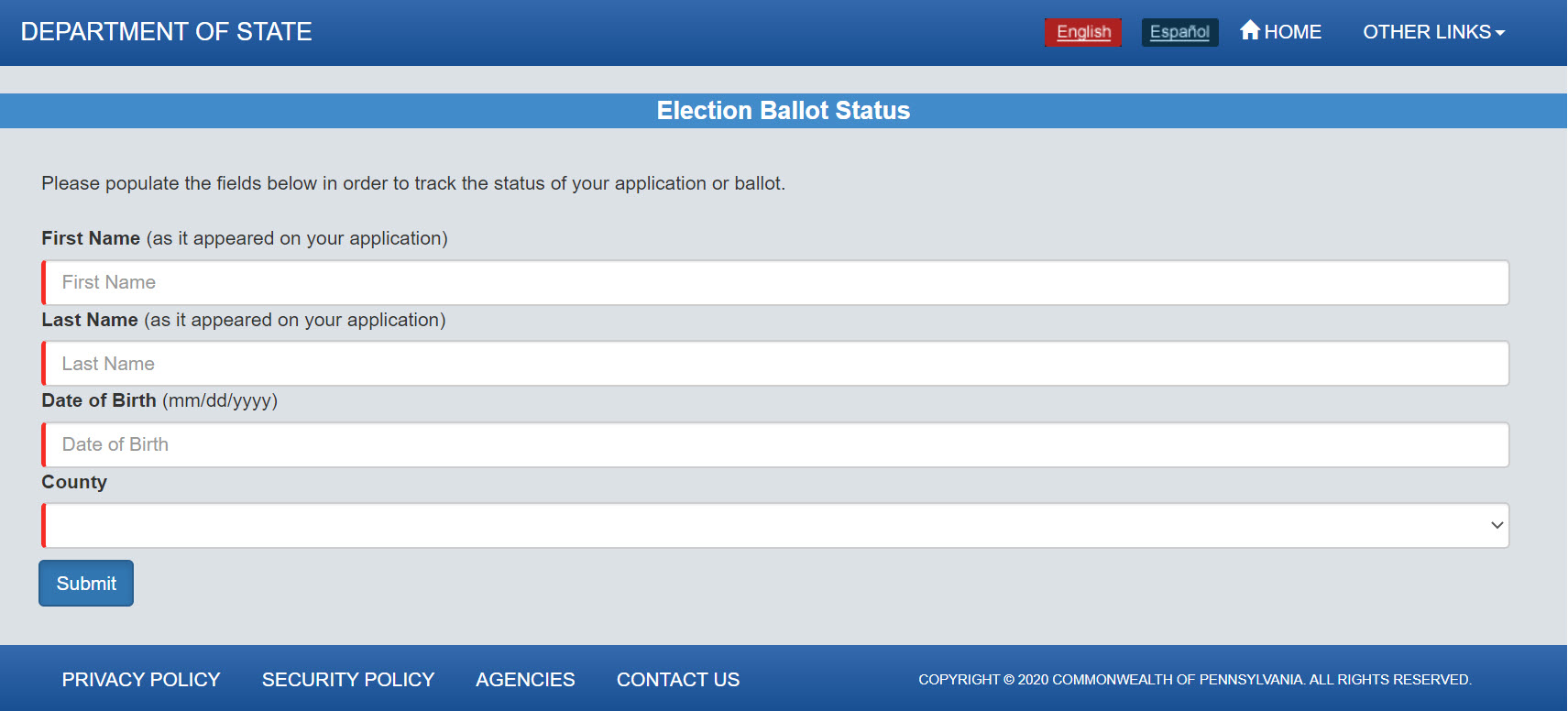 Check Mail-in Ballot Status