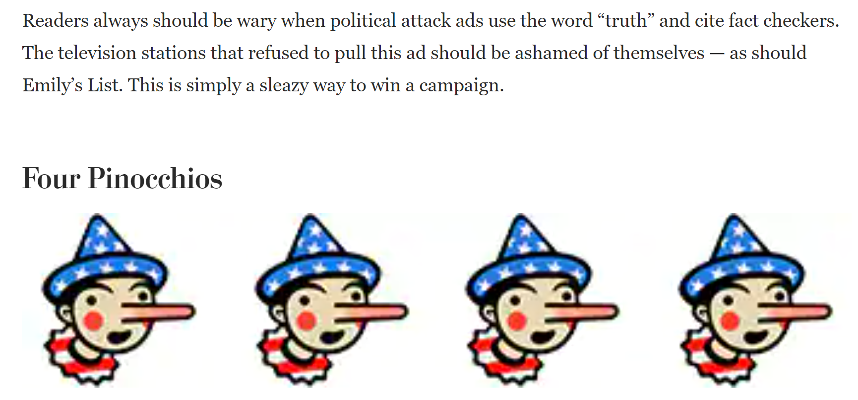 Four Pinocchios For Emily's List